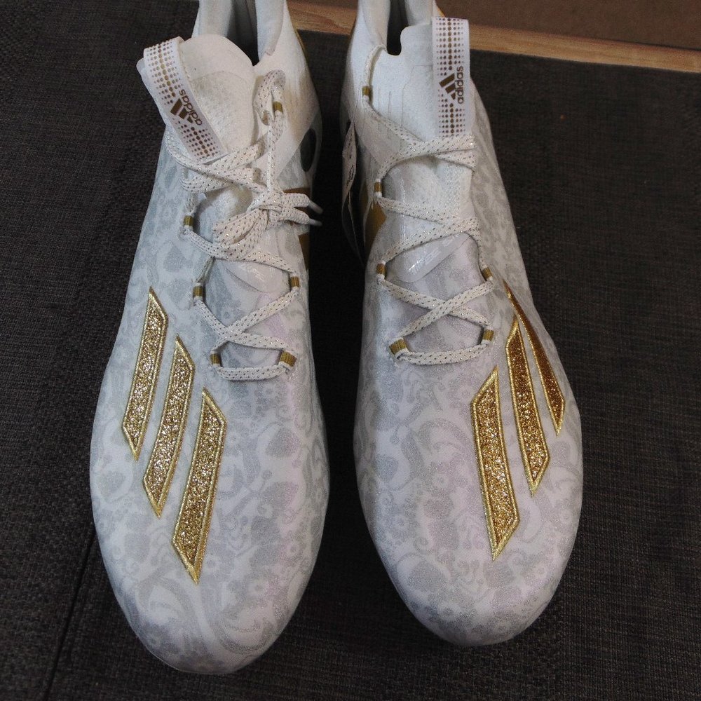Young King Adidas Football Cleats White and Gold